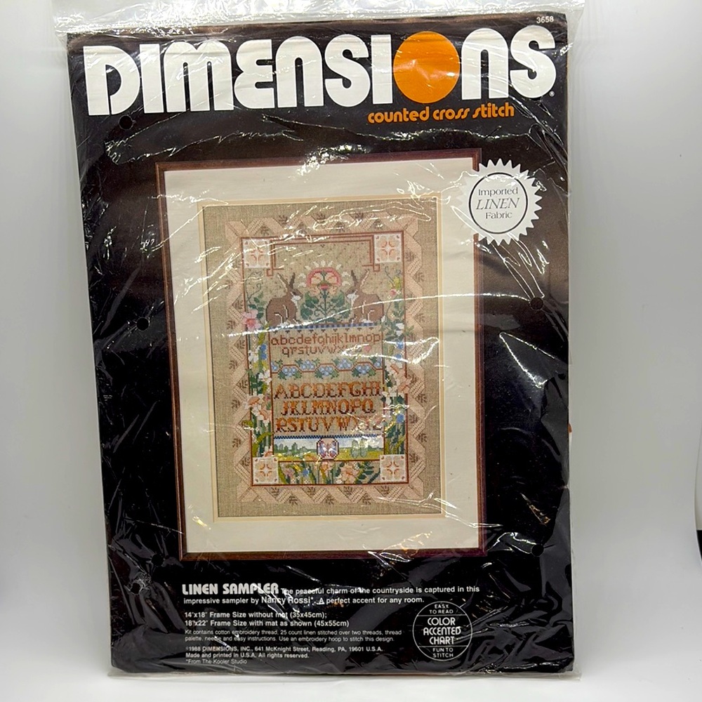 Dimensions Linen Sampler VTG Rabbit Bunny Complete